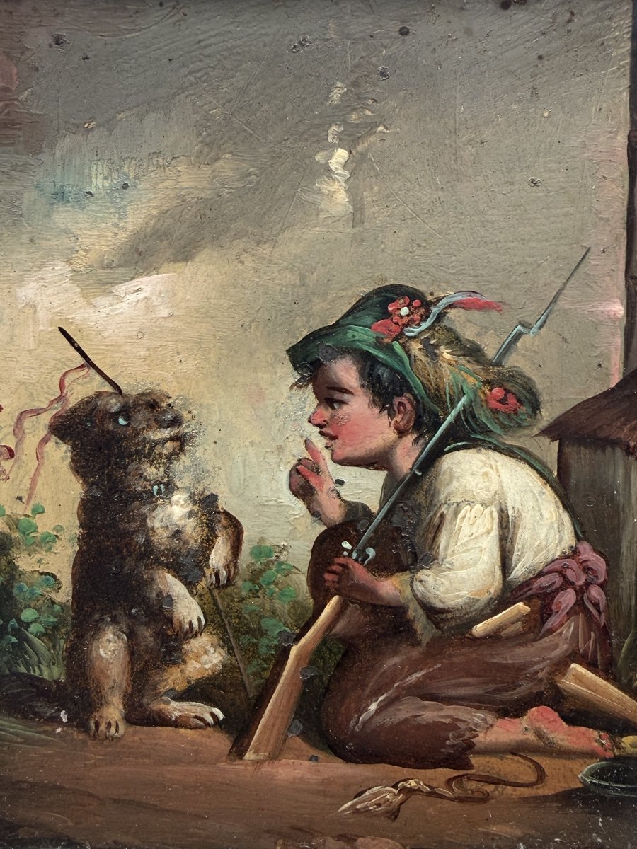 Painting On Zinc Plate, 19th Century  -photo-3