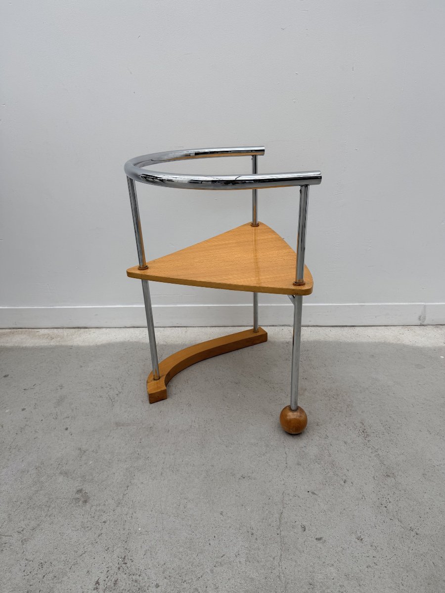 Postmodern Chair Made Of Chrome And Wood, 1980  -photo-3