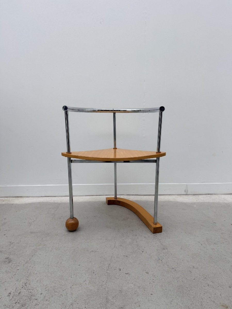 Postmodern Chair Made Of Chrome And Wood, 1980  -photo-7