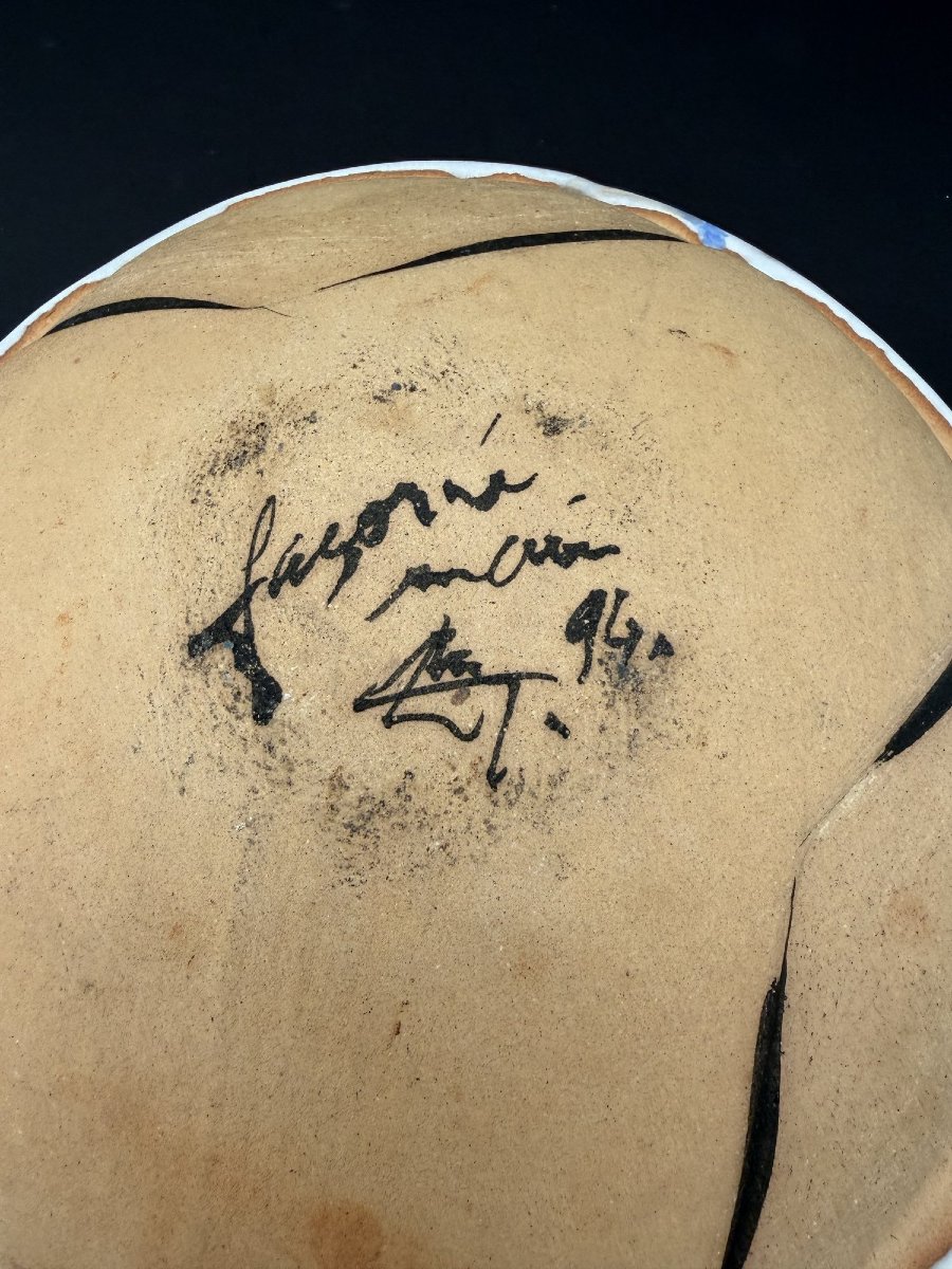 Plat en céramique signé  -photo-1
