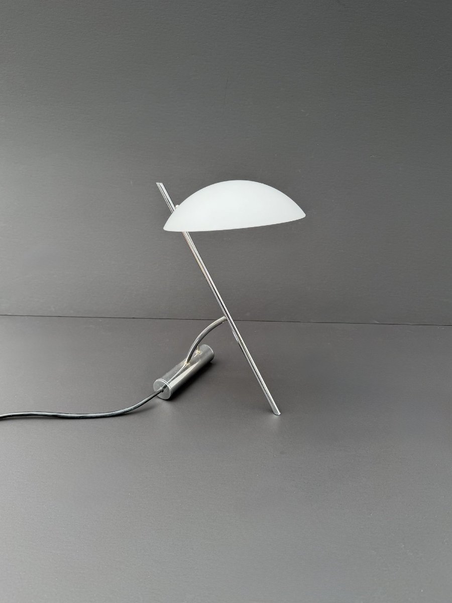 "girasole" Lamp By De Majo In Chrome And Opaline, Italy, 1990  -photo-2