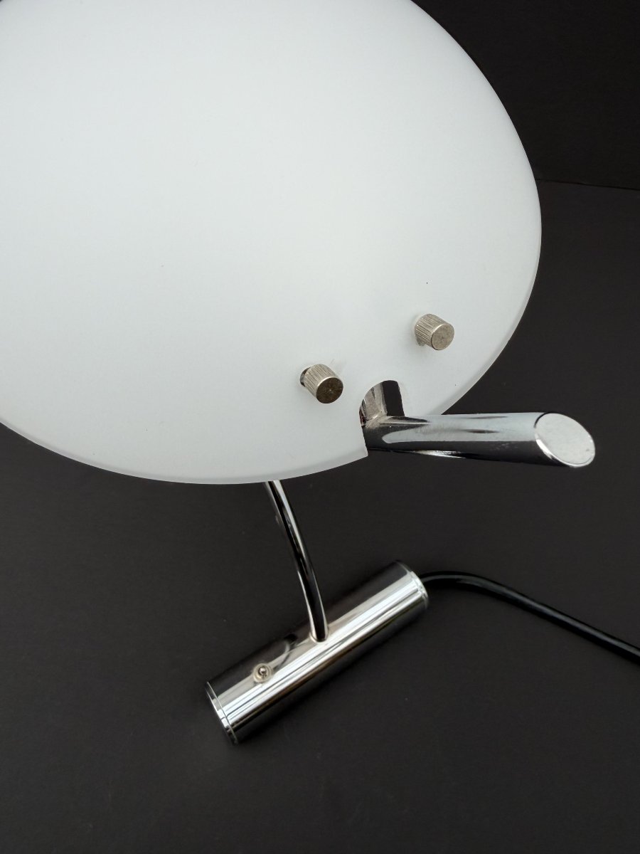 "girasole" Lamp By De Majo In Chrome And Opaline, Italy, 1990  -photo-1