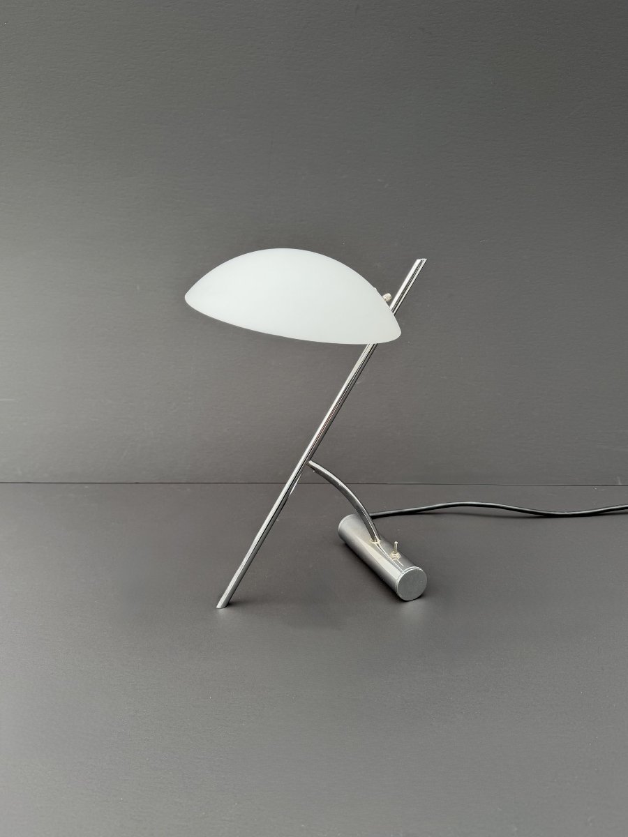 "girasole" Lamp By De Majo In Chrome And Opaline, Italy, 1990  