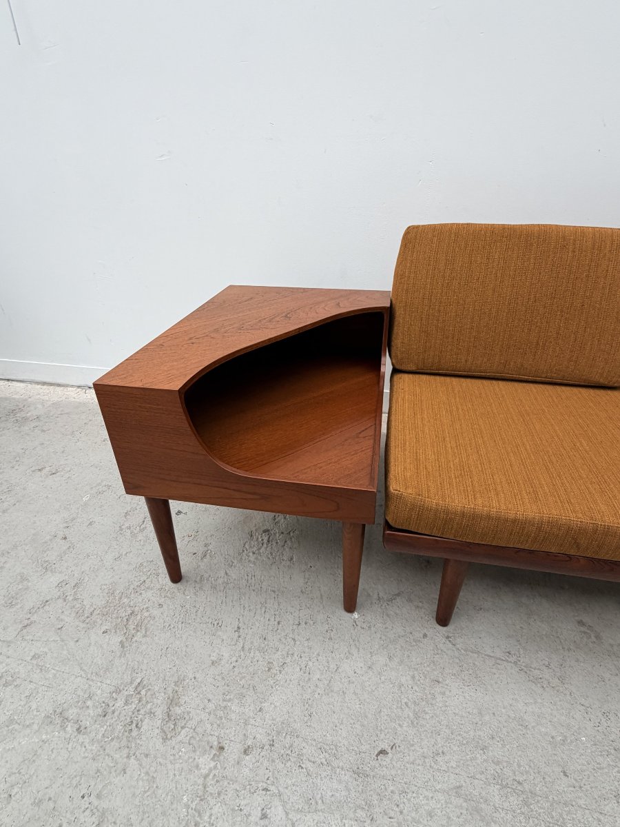 Canapé 2 places avec son meuble de Tove & Edvard KINDT - LARSEN pour GUSTAV BAHUS en Teck, 1960-photo-3