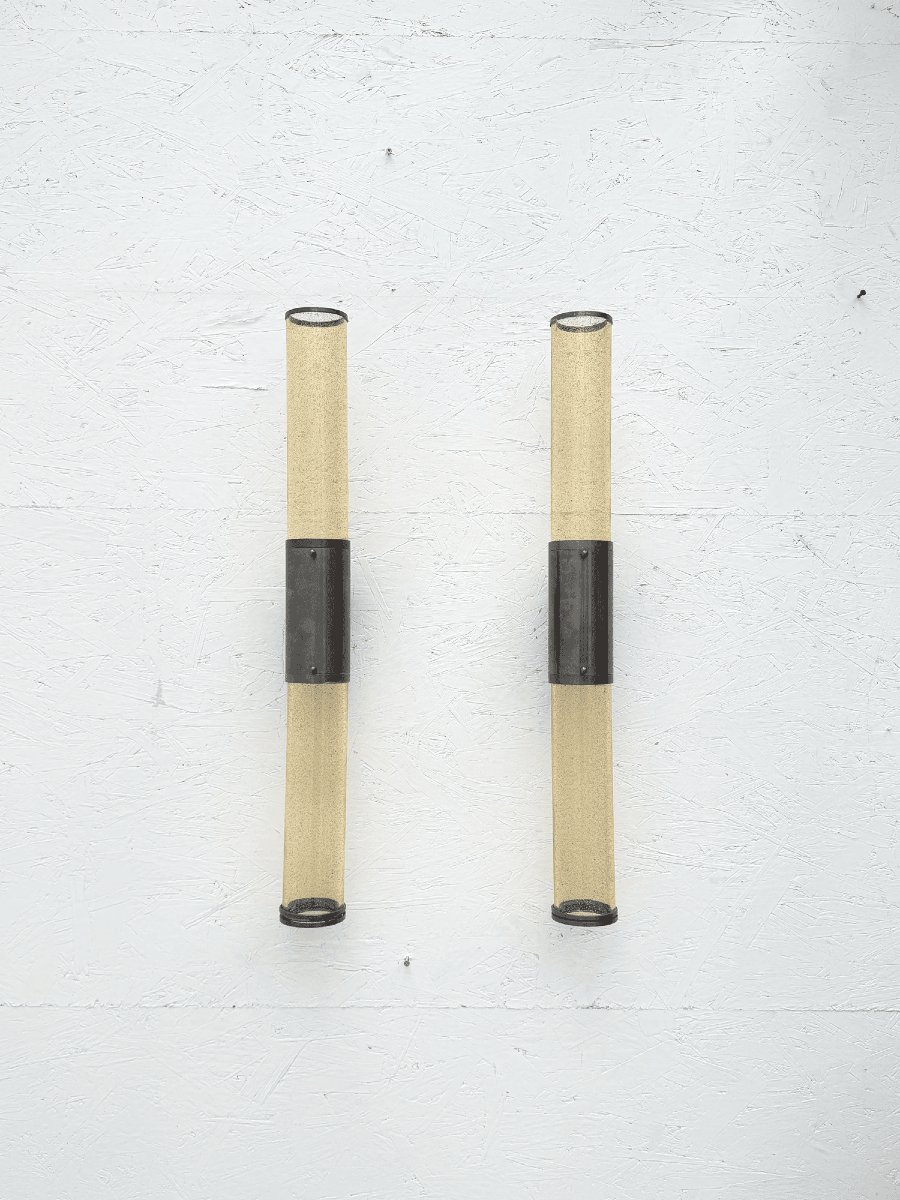 Paire d’appliques en métal et verre de Murano, 1980 -photo-2