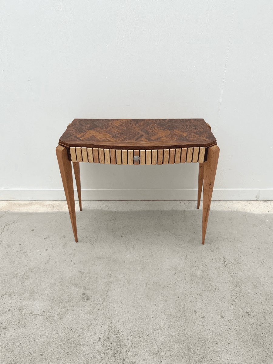 Art Deco Console Table Made Of Various Types Of Wood, France, 1940  -photo-2