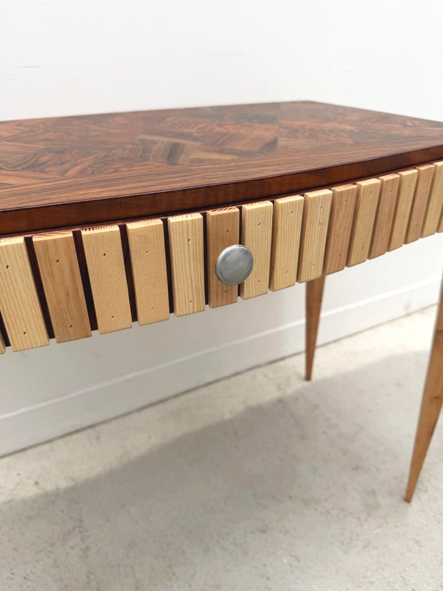 Art Deco Console Table Made Of Various Types Of Wood, France, 1940  -photo-1