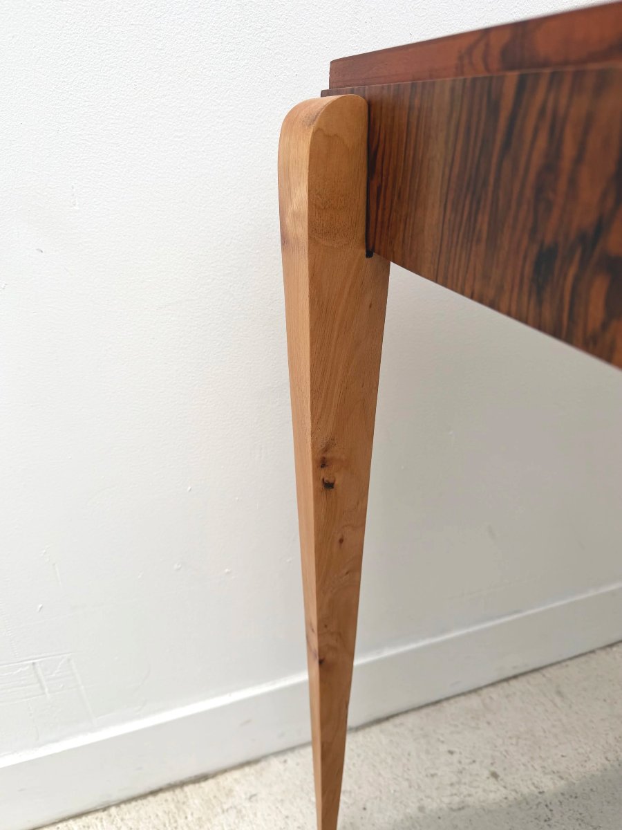 Art Deco Console Table Made Of Various Types Of Wood, France, 1940  -photo-3
