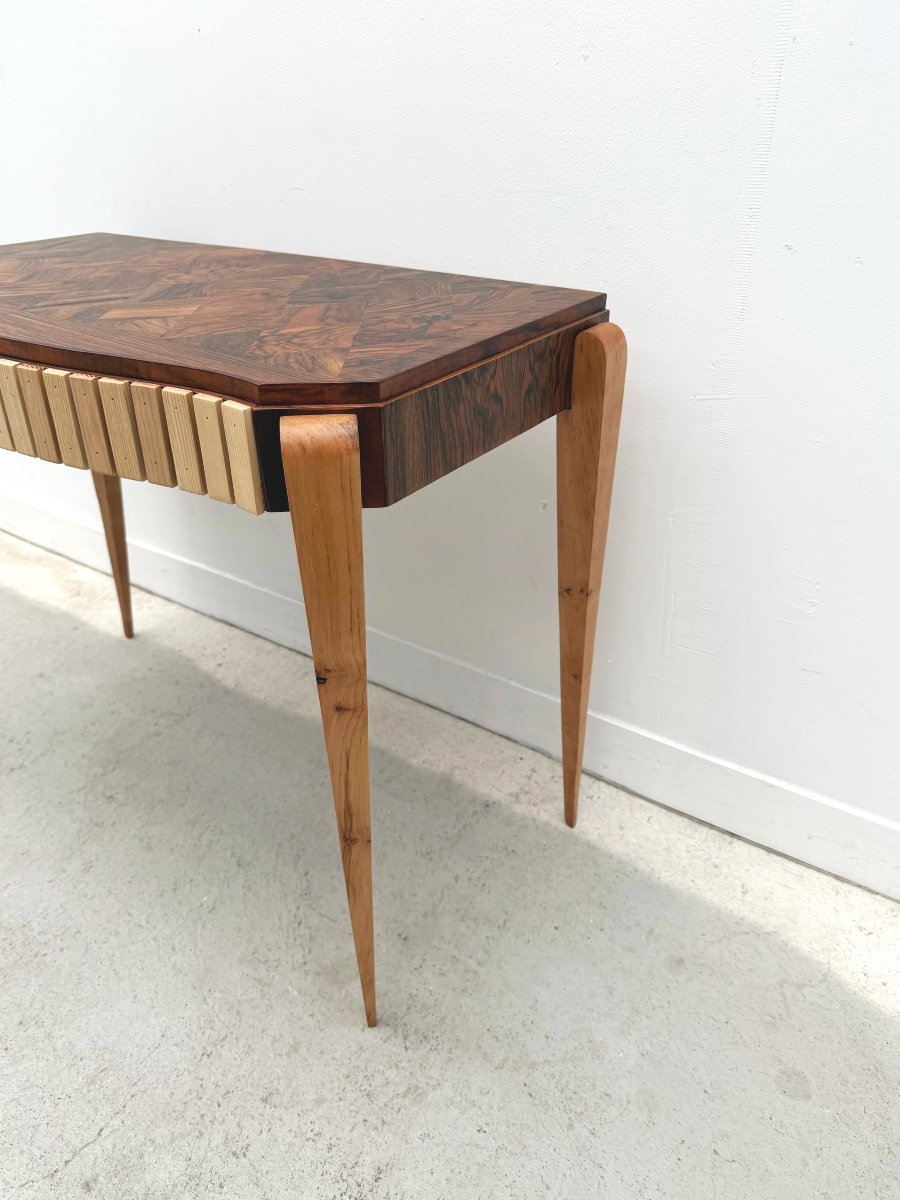 Art Deco Console Table Made Of Various Types Of Wood, France, 1940  -photo-6