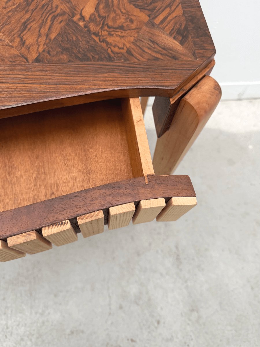 Art Deco Console Table Made Of Various Types Of Wood, France, 1940  -photo-7