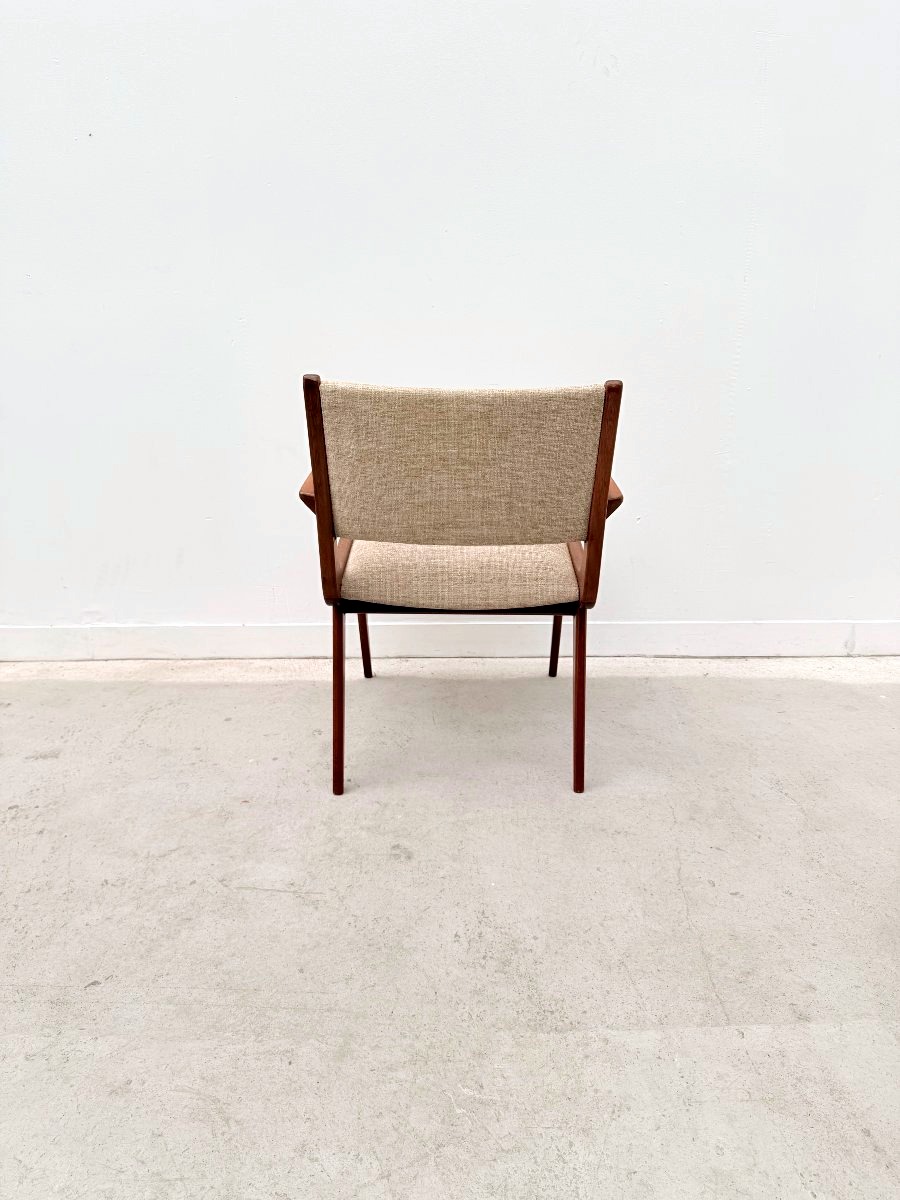 Chaise avec accoudoirs en teck et tissu, 1950  -photo-5