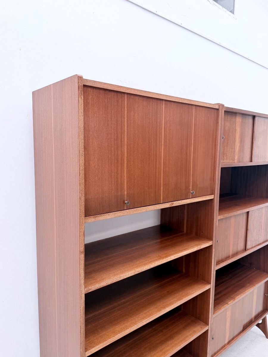 Bibliothèque en de style Scandinave en teck et laiton, 1950   -photo-3