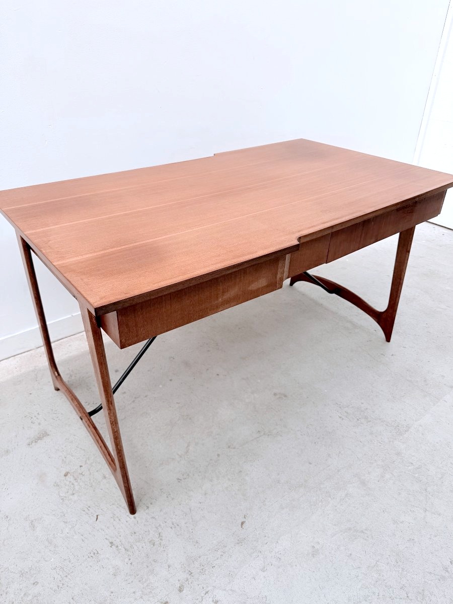 Scandinavian-style Desk Made Of Teak And Brass, 1950 -photo-7