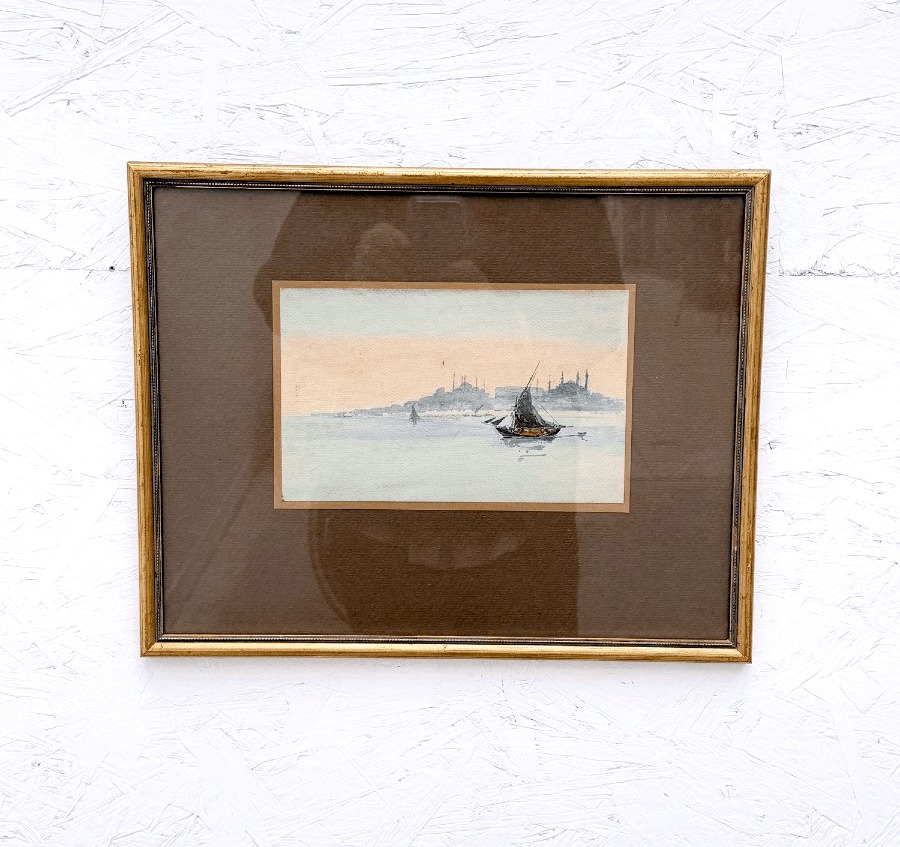 Peinture aquarelle sur papier "vue d'Istambul", vers 1930