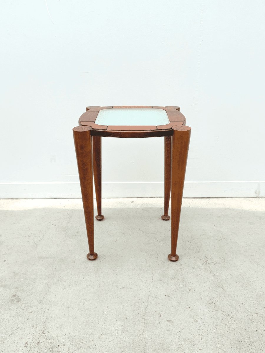 Side Table Made Of Solid Wood And Glass, Italy, 1980-photo-2