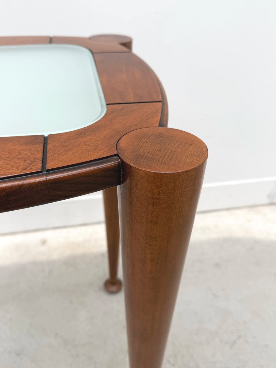 Side Table Made Of Solid Wood And Glass, Italy, 1980-photo-1