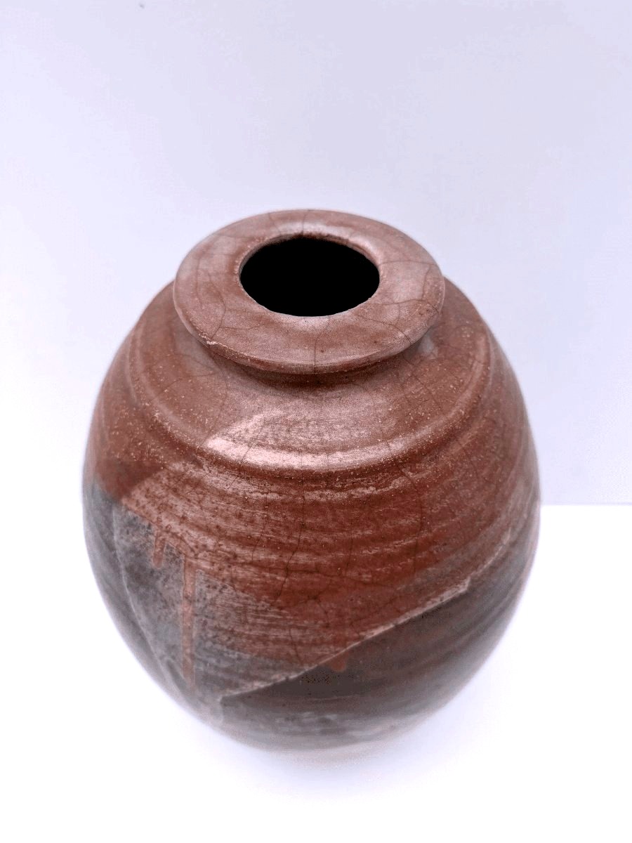 Signed Raku Ceramic Vase, 1990  -photo-2