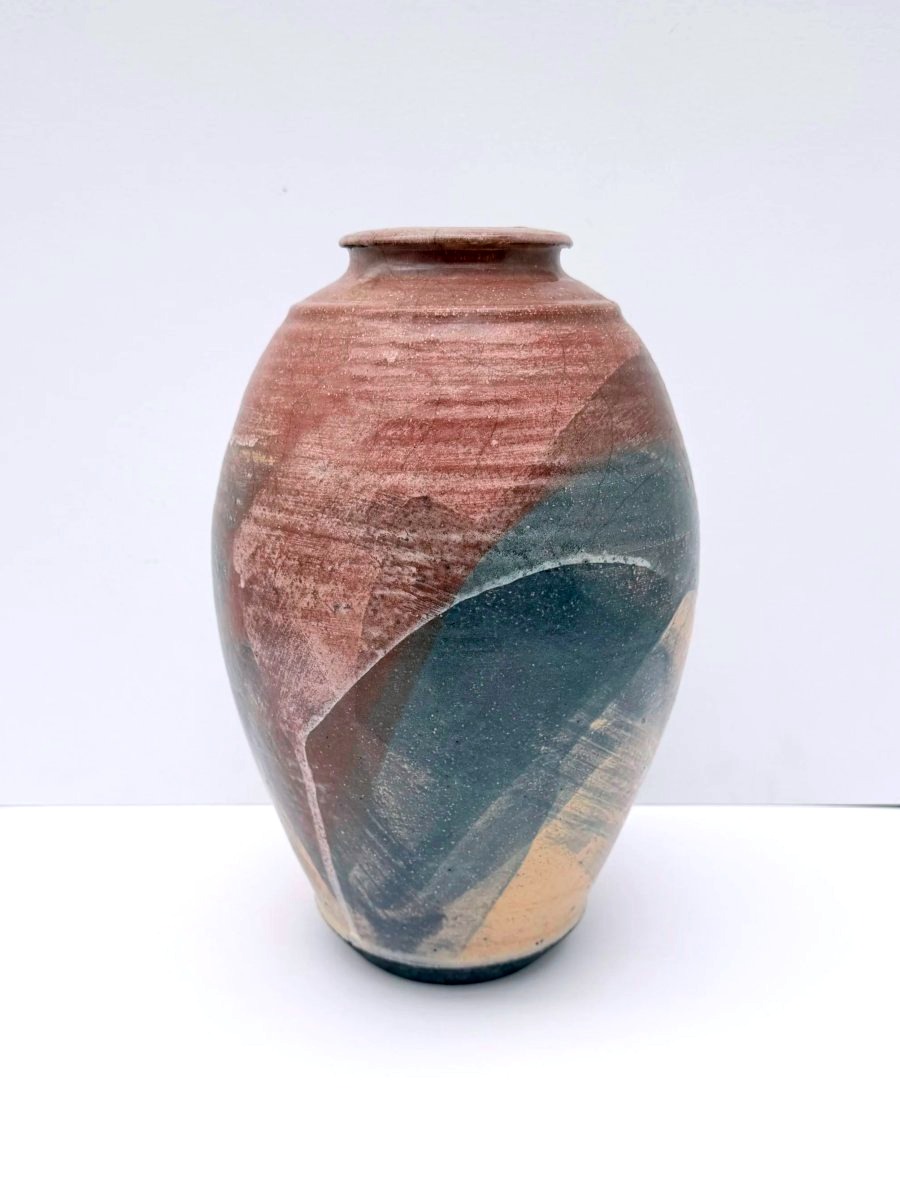 Signed Raku Ceramic Vase, 1990  -photo-3