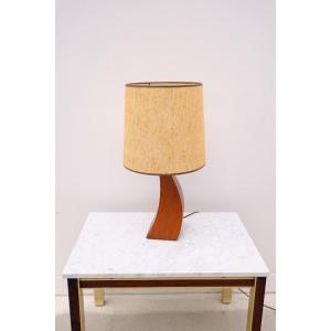 Brutalist Lamp In Solid Oak, 1950  