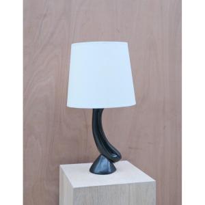 Lampe En Céramique émaillée Noire, France 1950  