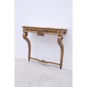 Console De Style Louis XVI En Bois Doré, 1950