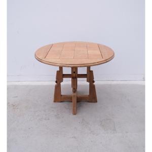 Table Réglable De Guillerme & Chambron En Chêne Massif, France 1950 