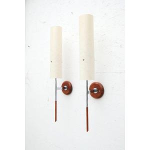 Paire d'appliques de GUSTAF en bois et métal, Suède 1980  