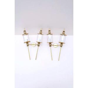 Paire d'appliques de Maison LUNEL en laiton et verre, France 1950  