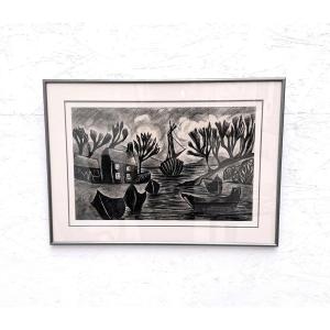 Drawing On Paper By Gabriel Arnaud, 1956  