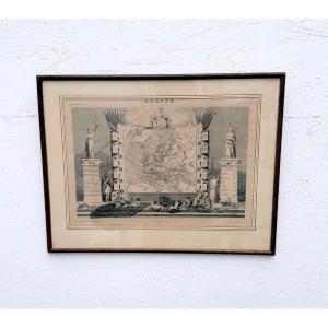 Gravure originale de Victor LEVASSEUR Carte ancienne de l'Europe et limites, 1846