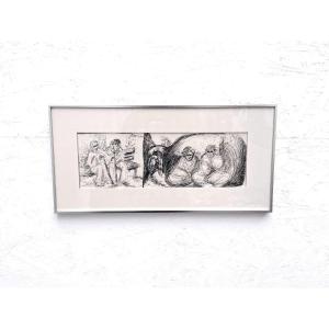 Encre sur papier de Jocelyne AMIEL, 1980