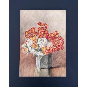 Watercolor On Paper By Henri De Calmels, 19th Century