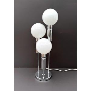 Lampe en opaline et chrome, Italie 1970 