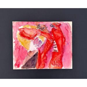 Mixed Media Painting On Paper By Alain Michel Boucher (1944-2020) , 1980