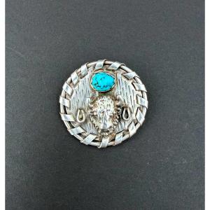 Pendentif Cowboy en Argent massif et Turquoise  