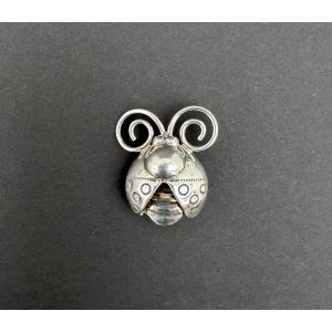 Broche "Coccinelle" en Argent massif 925, Indonésie 