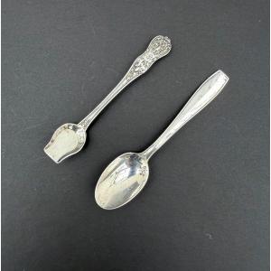 Deux cuillères en Argent massif 