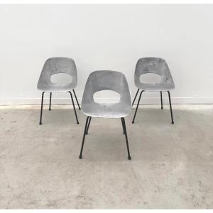 Chaises "Tulipe" de Pierre GUARICHE  édition Steiner en aluminium, France 1950   