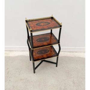 Meuble d'appoint Napoleon III en marqueterie et bronze, France 19 ème  