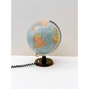 Illuminated Globe By Räth, Made Of Glass, Wood, And Metal, Germany, 1975