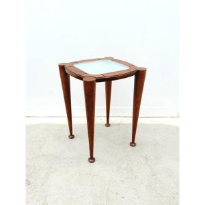 Table d'appoint en bois massif et verre, Italie 1980