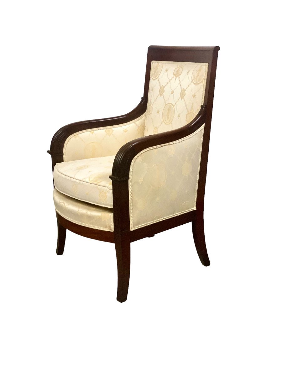 Pair Of Bergere Armchairs From The Empire Period-photo-3
