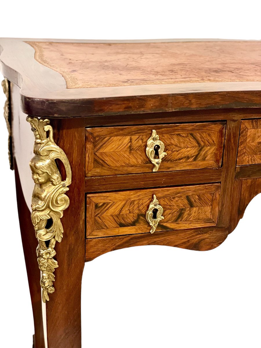 18th Century Superb Gilt Bronze Mounted Writing Lady Desk, By Delorme-photo-1