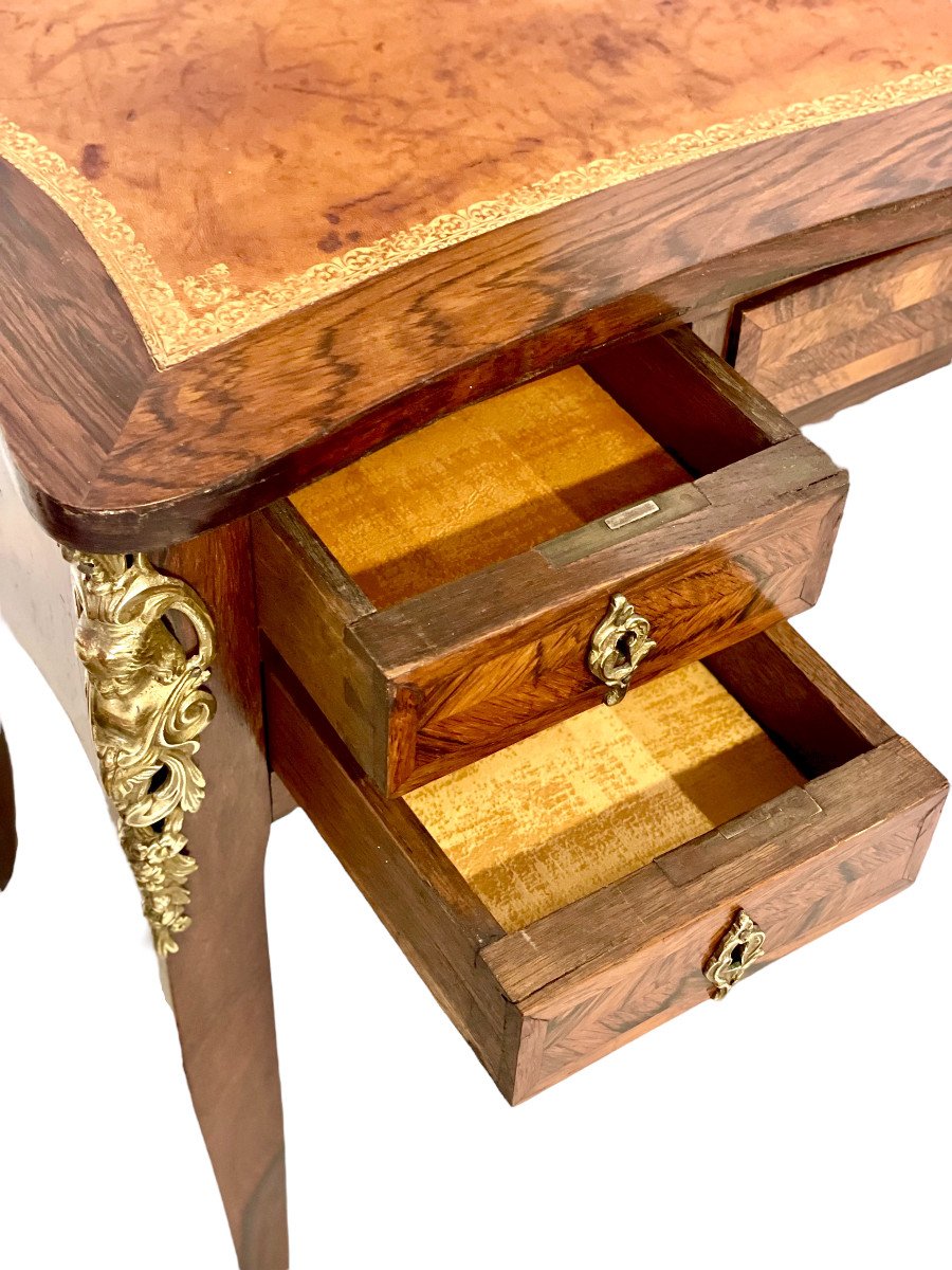 18th Century Superb Gilt Bronze Mounted Writing Lady Desk, By Delorme-photo-2