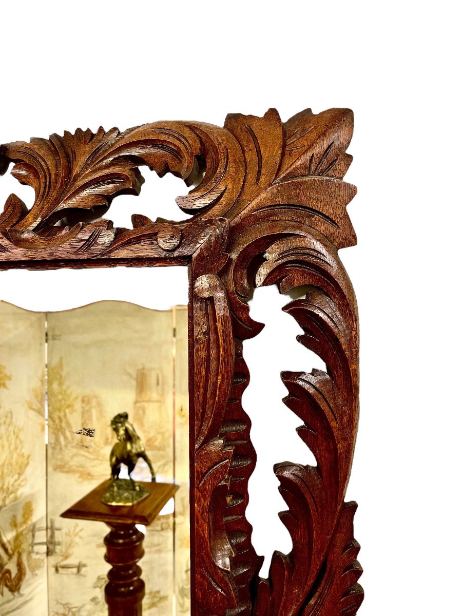 Miroir du 19ème Siècle en Chêne Ajouré de Style Henri II -photo-2