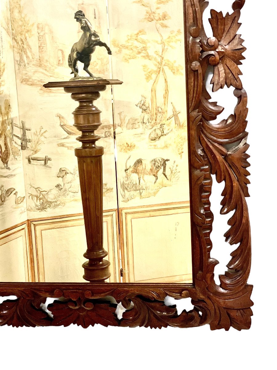 Miroir du 19ème Siècle en Chêne Ajouré de Style Henri II -photo-4