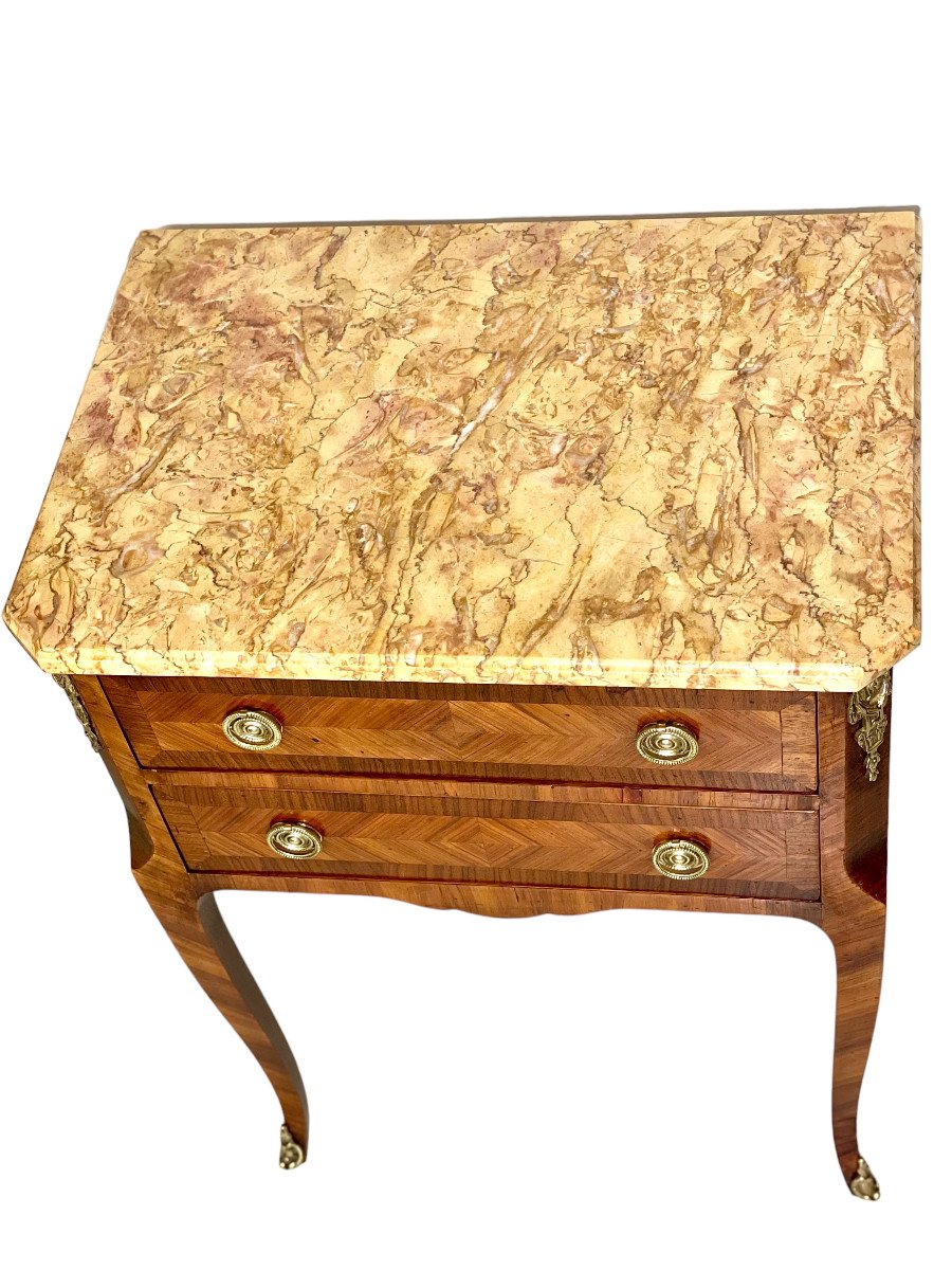 Transition Style Petite Commode With Marble Top-photo-2