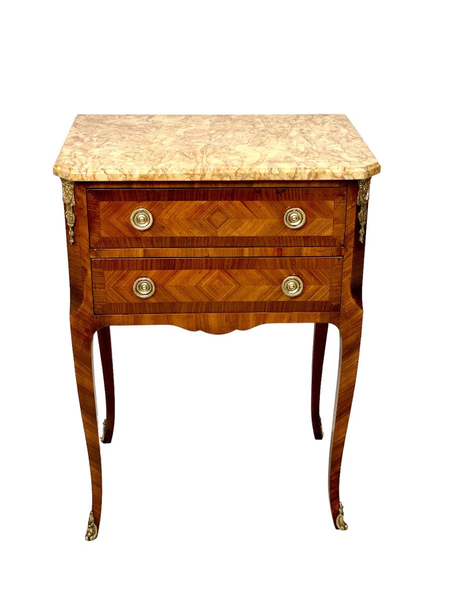 Transition Style Petite Commode With Marble Top-photo-1