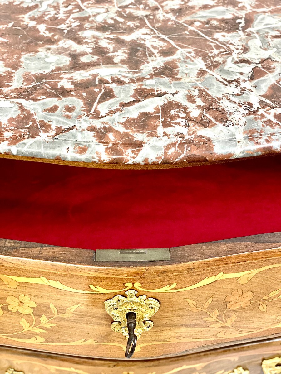 Louis XV Style Commode With Pink Marble Top, 19th Century-photo-2
