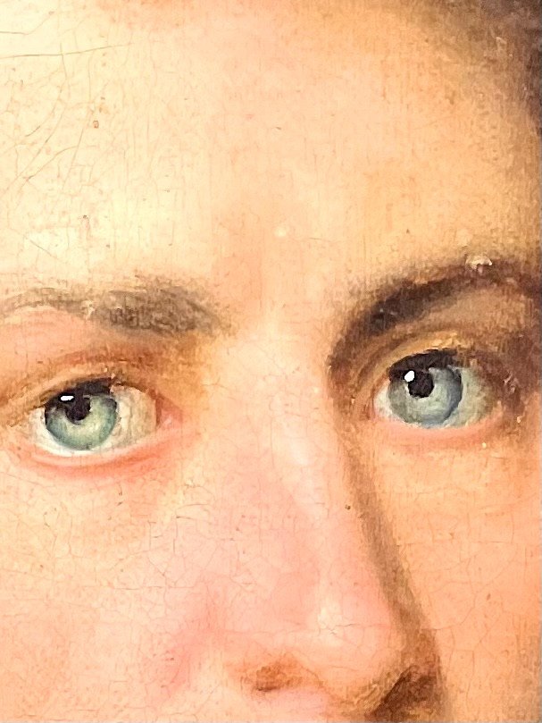 Huile sur Toile du 19ème siècle « Portrait d'Un Elegant Jeune Homme  à La Chemise Blanche »-photo-2